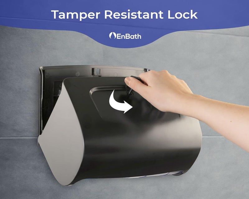 EnBath Commercial Toilet Paper Dispenser Wall Mount, Double (2 Roll) Locking Toilet Paper Holder (Black), Compact Two Roll, Side by Side Design Tissue Paper Dispenser (Dispensador de Papel Higienico Doble) - Image 4